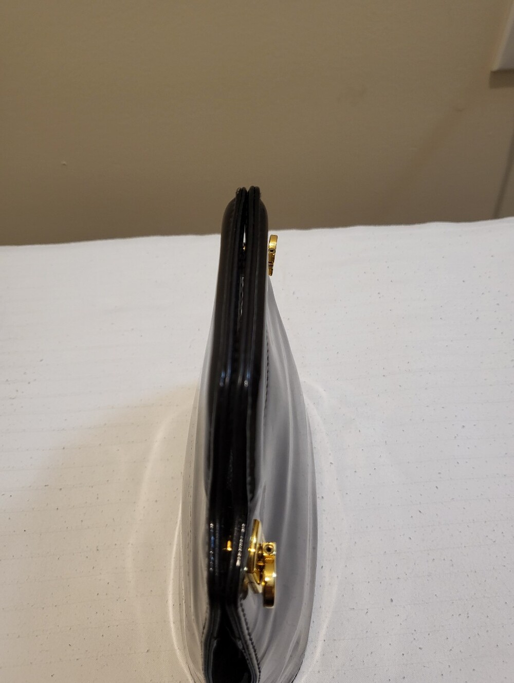 Salvatore Ferragamo Mini Wanda Black Patent Leather Top-Handle Bag with Strap - Picture 11 of 16